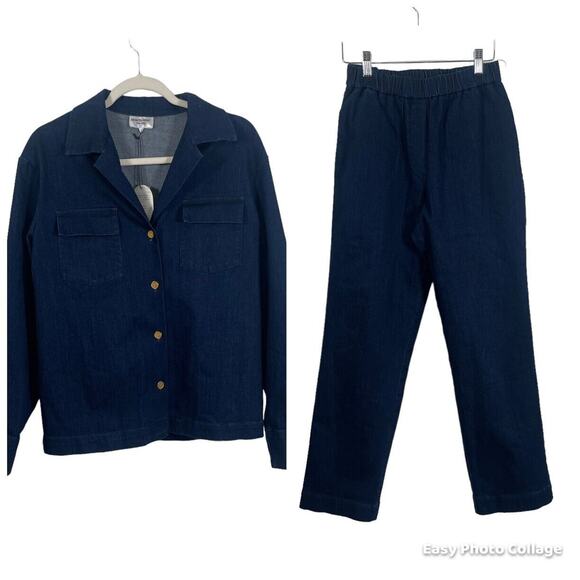 Montserrat The Jet Set Denim Set Dark Wash Button Front Pull On NWT Womens XS - Picture 2 of 13
